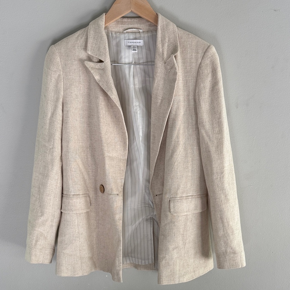 Topshop Linen Beige Blazer